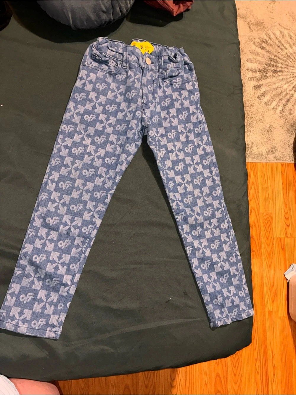 Off-White Light Blue Logo Print Kids Jeans Virgil Abloh